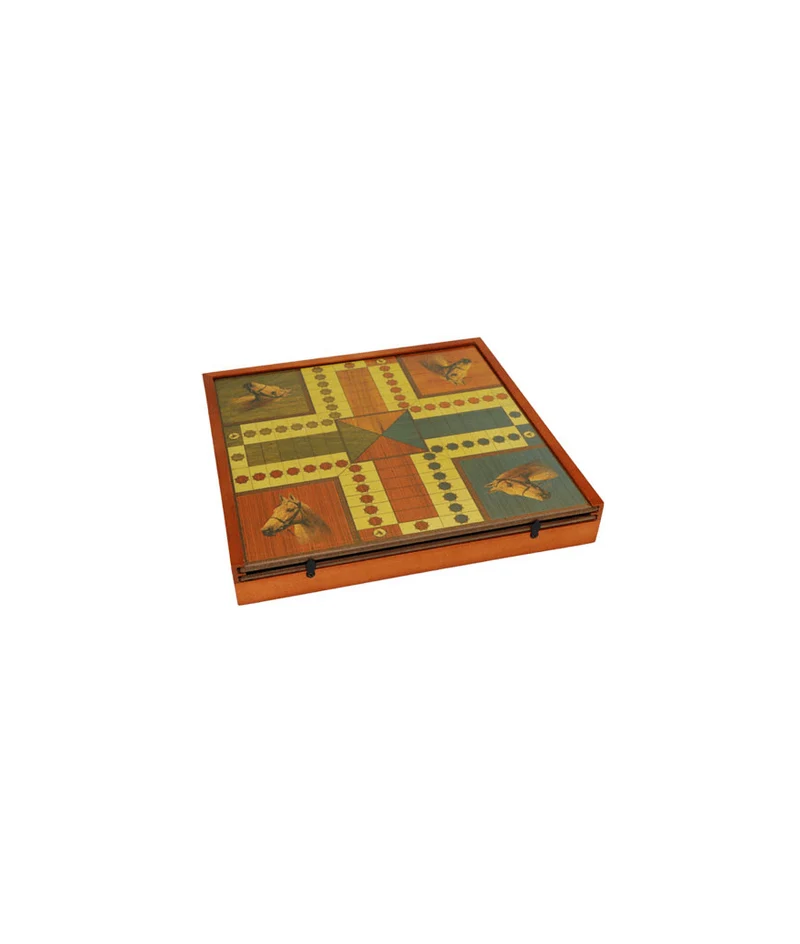 Coffret Multijeux 5 jeux (Échecs / Dames / Oie / Petits chevaux / Backgammon)