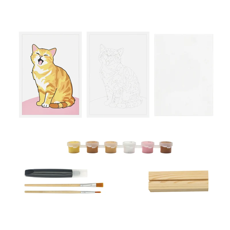Ensemble peinture à numéros chat sur acrylique