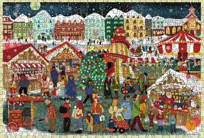Le marché de Noël, casse-tête de bois de 500 pcs