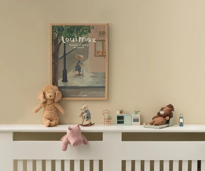 Chien Caniche, Peluche Vintage - Rosé Poudré