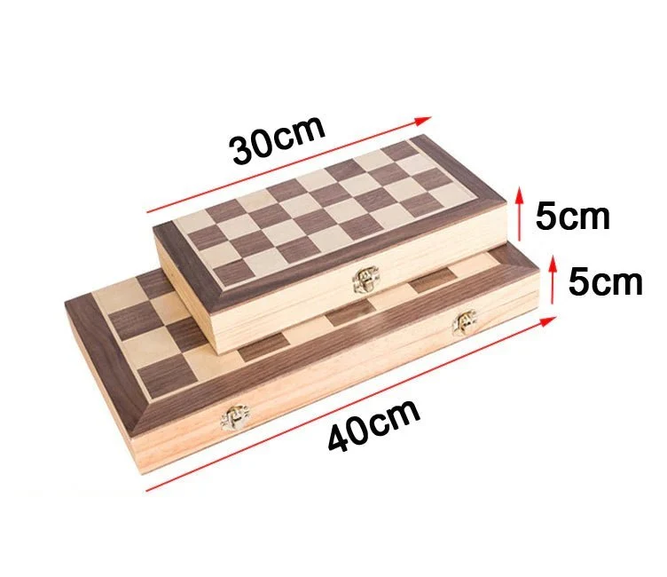 Jeux d'échecs en bois coffret pliable - 40 cm