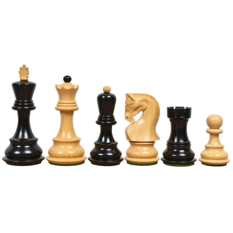 Pièces d'échecs Zagreb en buis et buis teinté - Noir - Chopra