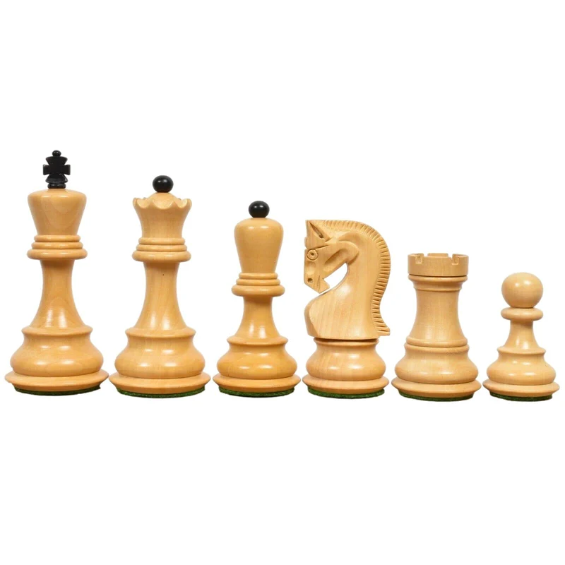 Pièces d'échecs Zagreb en buis et buis teinté - Noir - Chopra