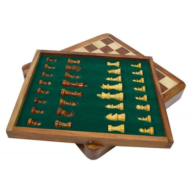 Jeu d'échecs en Palissandre et Sycomore - Coffre avec tiroir - Magnétique