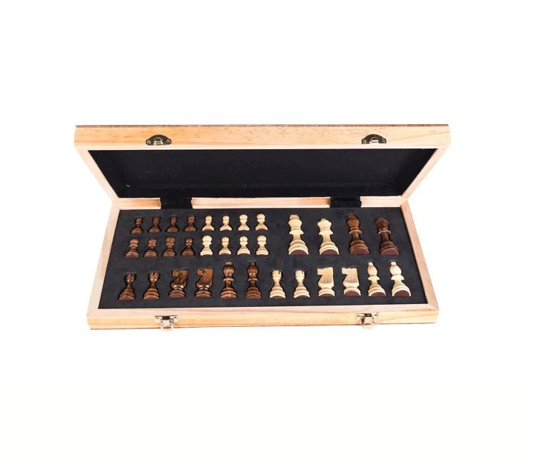 Jeux d'échecs en bois coffret pliable - 30 cm