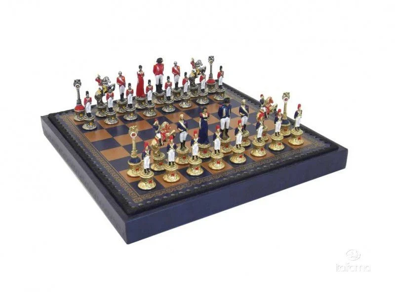 Ensemble jeu d'échecs Napoléon en salpa - Pièces métal - Taille 2 - Ital Fama