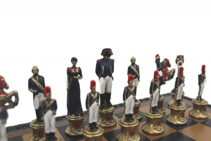 Ensemble jeu d'échecs Napoléon en salpa - Pièces métal - Taille 2 - Ital Fama