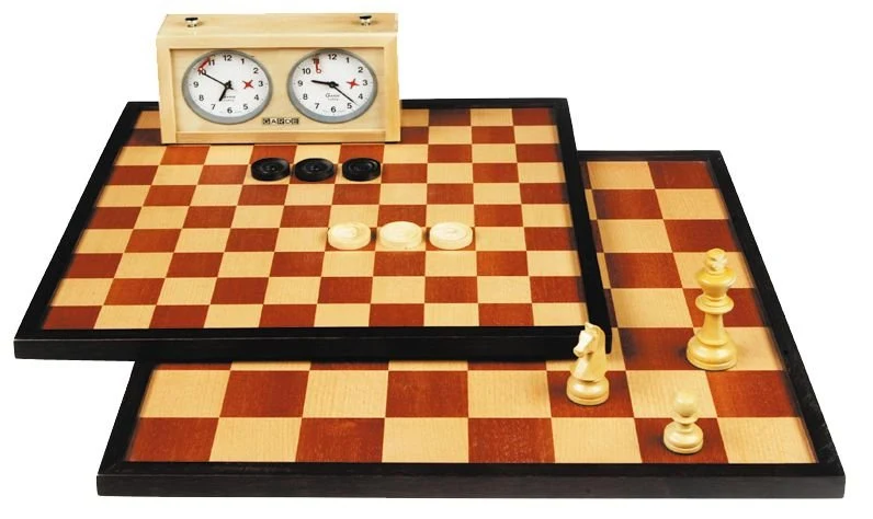 Echiquier / Damier marqueterie et bords bois - 40 / 50 mm