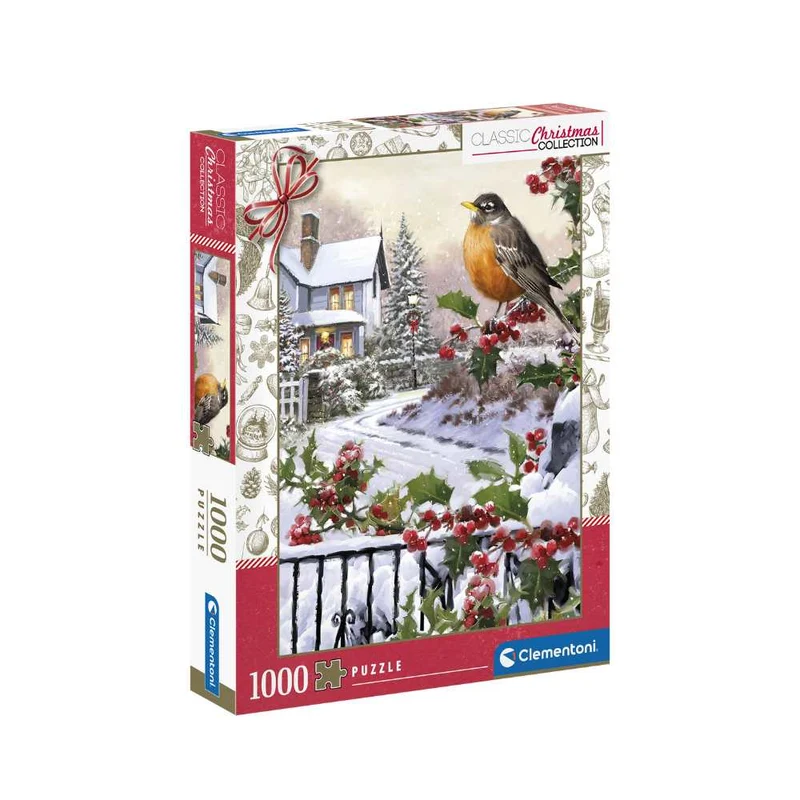 Le rouge-gorge et buissons de houx (1000 pcs)