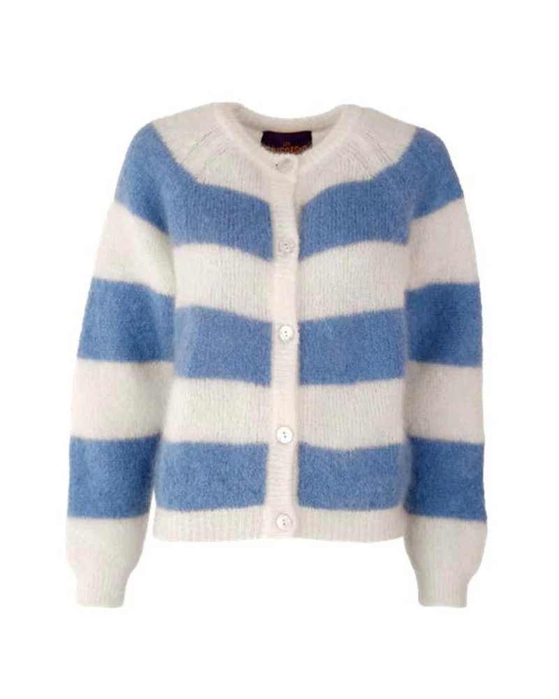 Les Tricots D'O - Cardigan Alice - Blanc & Bleu Jeans