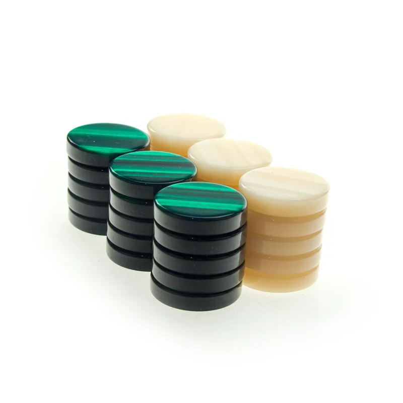 Pions de backgammon nacrés - Acrylique - Vert