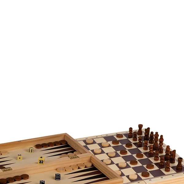 3 en 1 Échecs - Dames - Backgammon