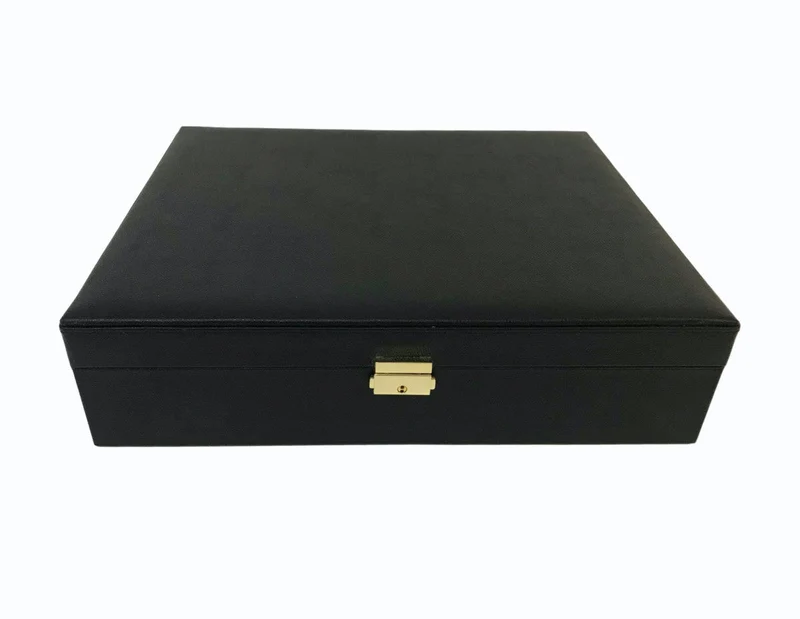 Mallette de poker en cuir grainé - Noir