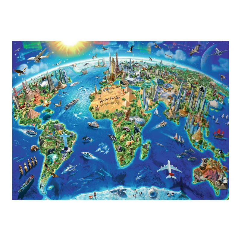 Carte des monuments du monde | World Landmarks Map (300 pcs XXL)