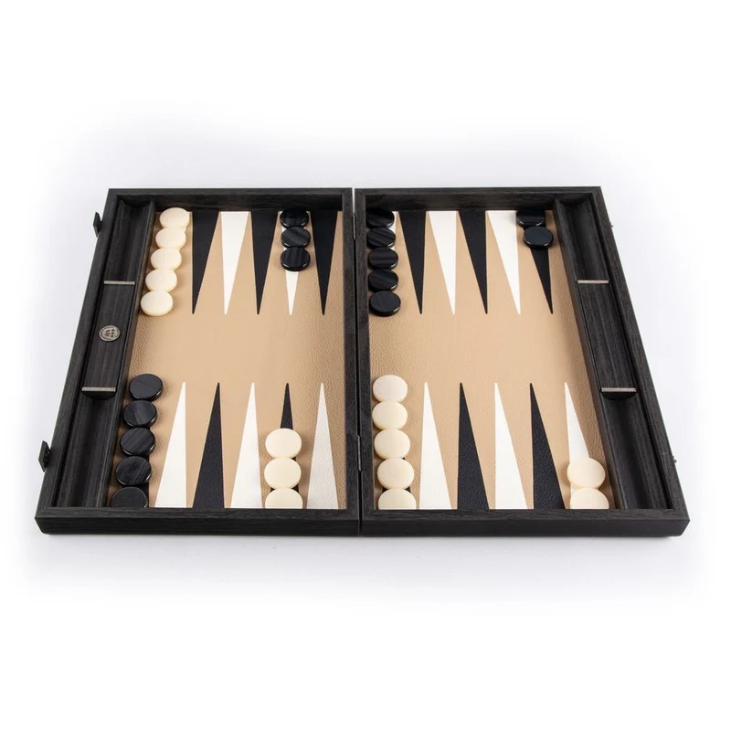Backgammon en Bois et Cuir Vegan - Moka