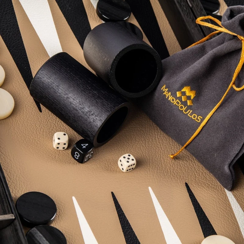 Backgammon en Bois et Cuir Vegan - Moka