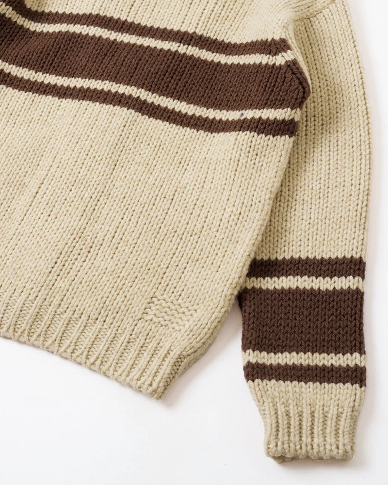 Universal Works - Cardigan Langdale - Écru & Marron