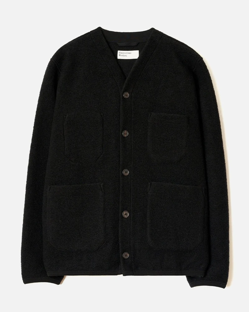 Universal Works - Cardigan Laine - Noir