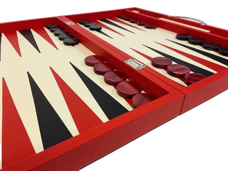 Backgammon en Cuir véritable MM - Rouge - Renzo Romagnoli