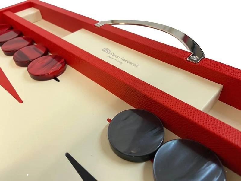 Backgammon en Cuir véritable MM - Rouge - Renzo Romagnoli
