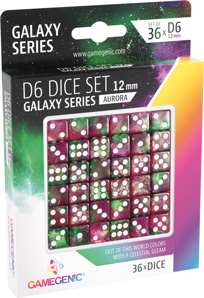 Set de 36 dés de 6 - GALAXY SERIES - Aurora - 12mm