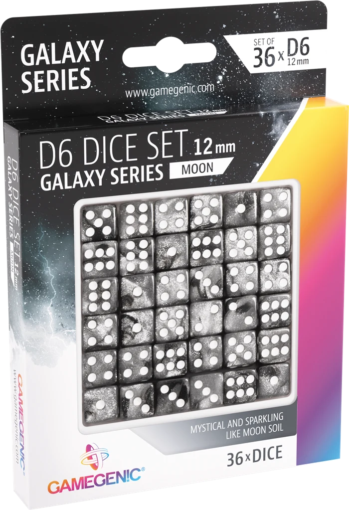 Set de 36 dés de 6 - GALAXY SERIES - Moon - 12mm