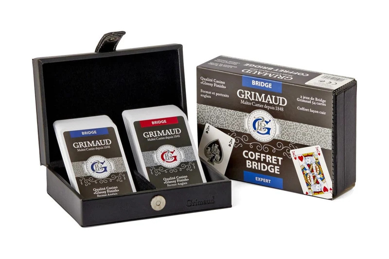 Coffret de bridge - Cuir noir - 4 As