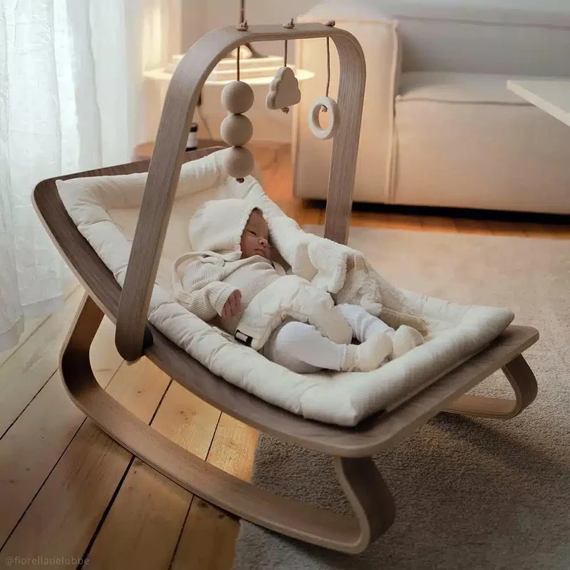 Arche D'éveil Noyer Pour Transat Levo Avec Jouets En Bois