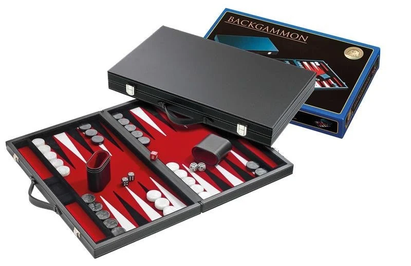 Backgammon style Cuir - Surpiqué - Rouge