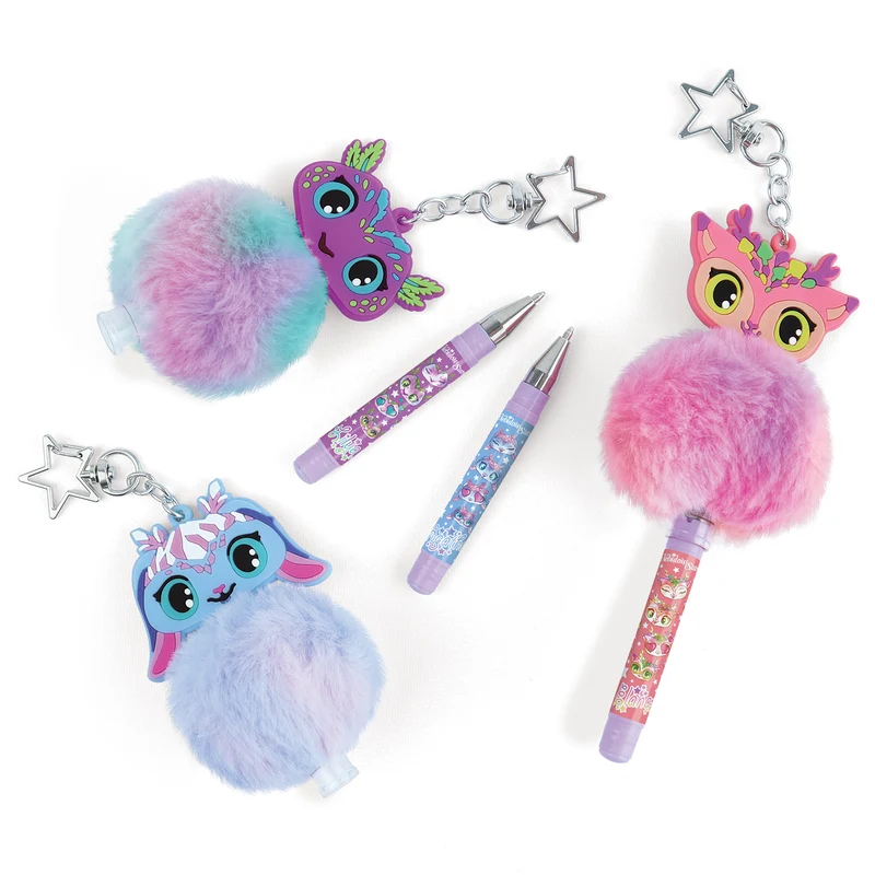 Porte-clés stylo à pompon - Assortiment