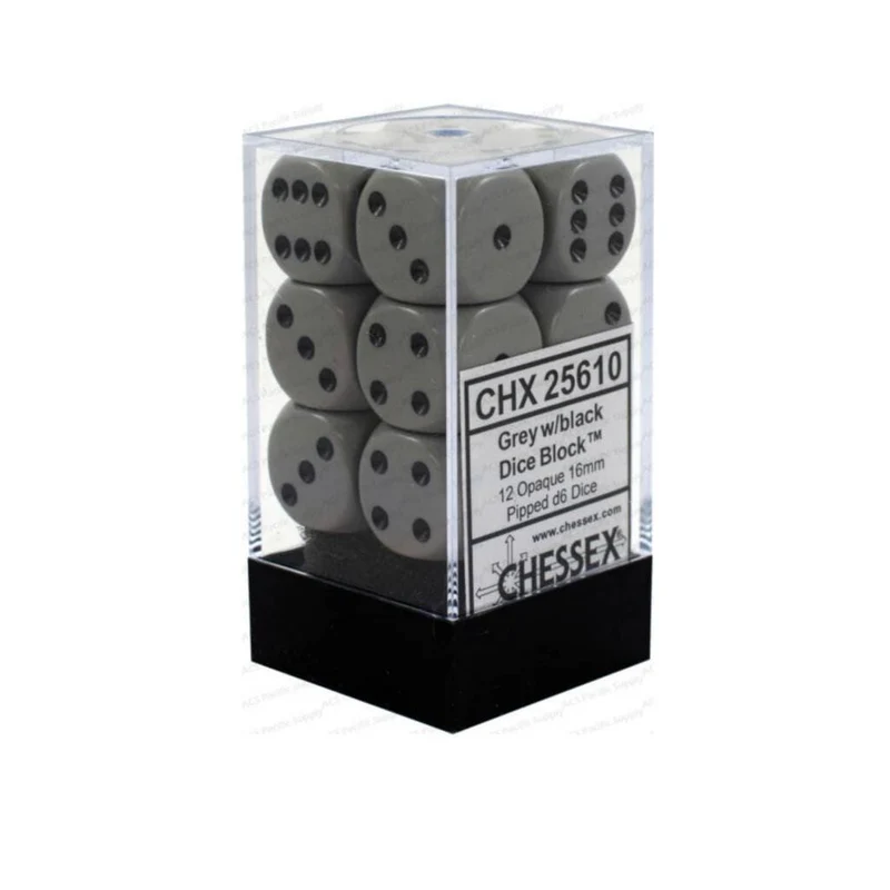 Dés opaques 12D6: gris foncé/noir