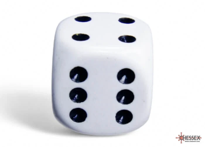 Dés opaques 12D6: blanc/noir