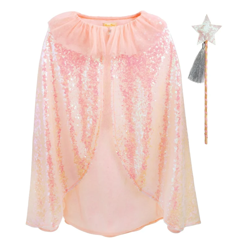 Cape De Sequins Iridescents, Collerette Rose & Baguette Sequins