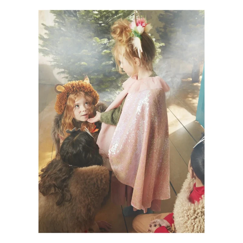 Cape De Sequins Iridescents, Collerette Rose & Baguette Sequins