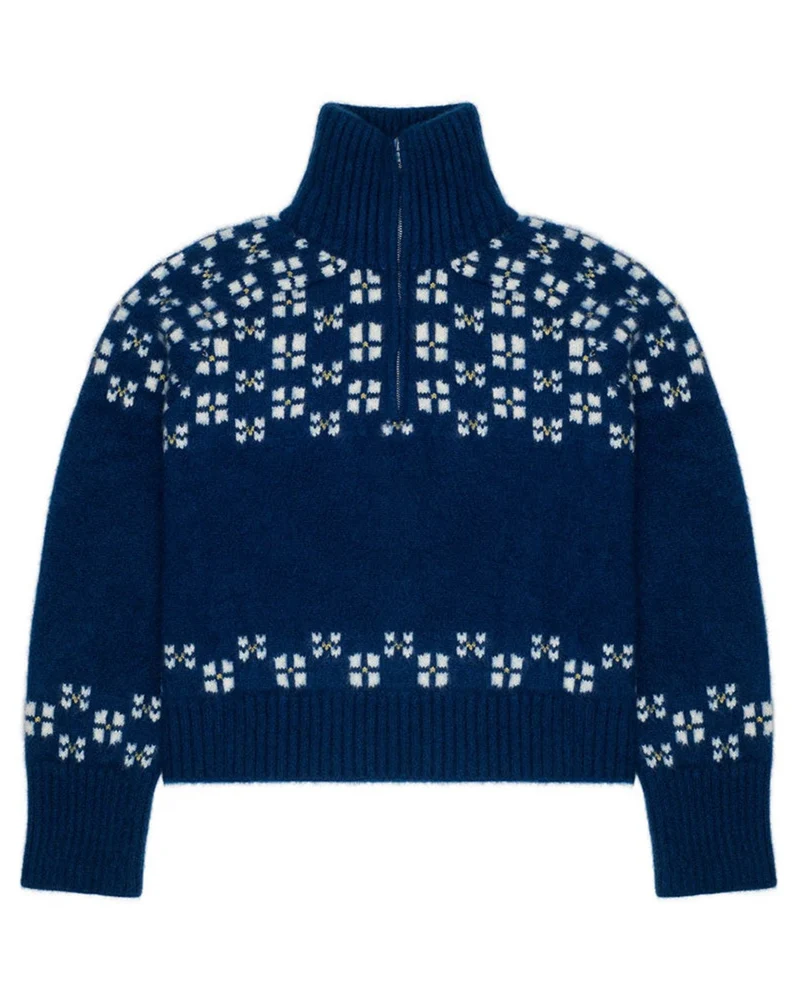 Calle Del Mar - Cardigan Winter Fair Isle Demi Zip