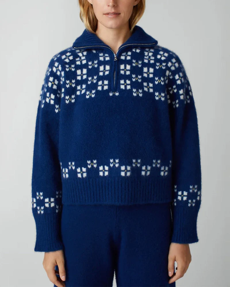 Calle Del Mar - Cardigan Winter Fair Isle Demi Zip