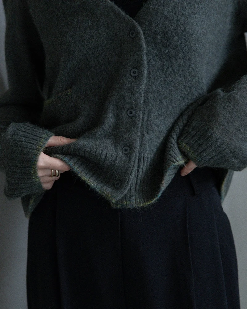 Ct Plage - Pull Col V Cardigan - Kaki