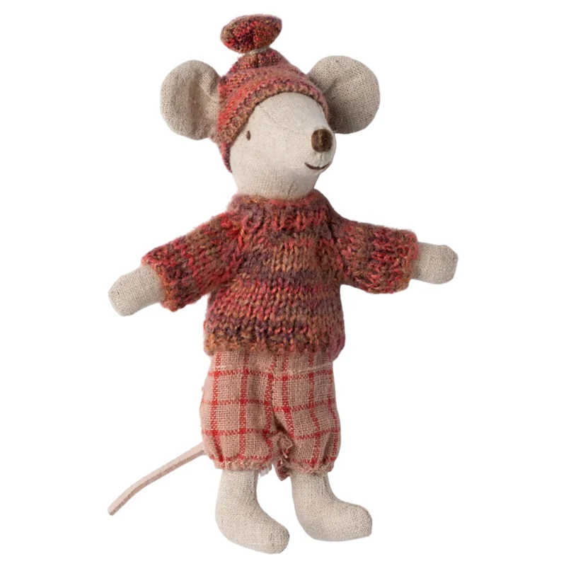 Souris D'hiver Avec Set De Ski Grande Soeur - Rose