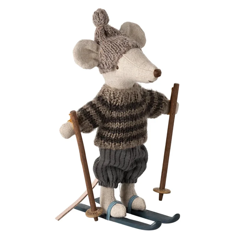 Souris D'hiver Avec Set De Ski Big Brother - Gris