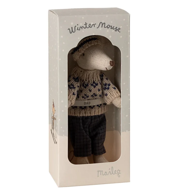 Souris D'hiver Avec Kit De Ski Papa - Bleu