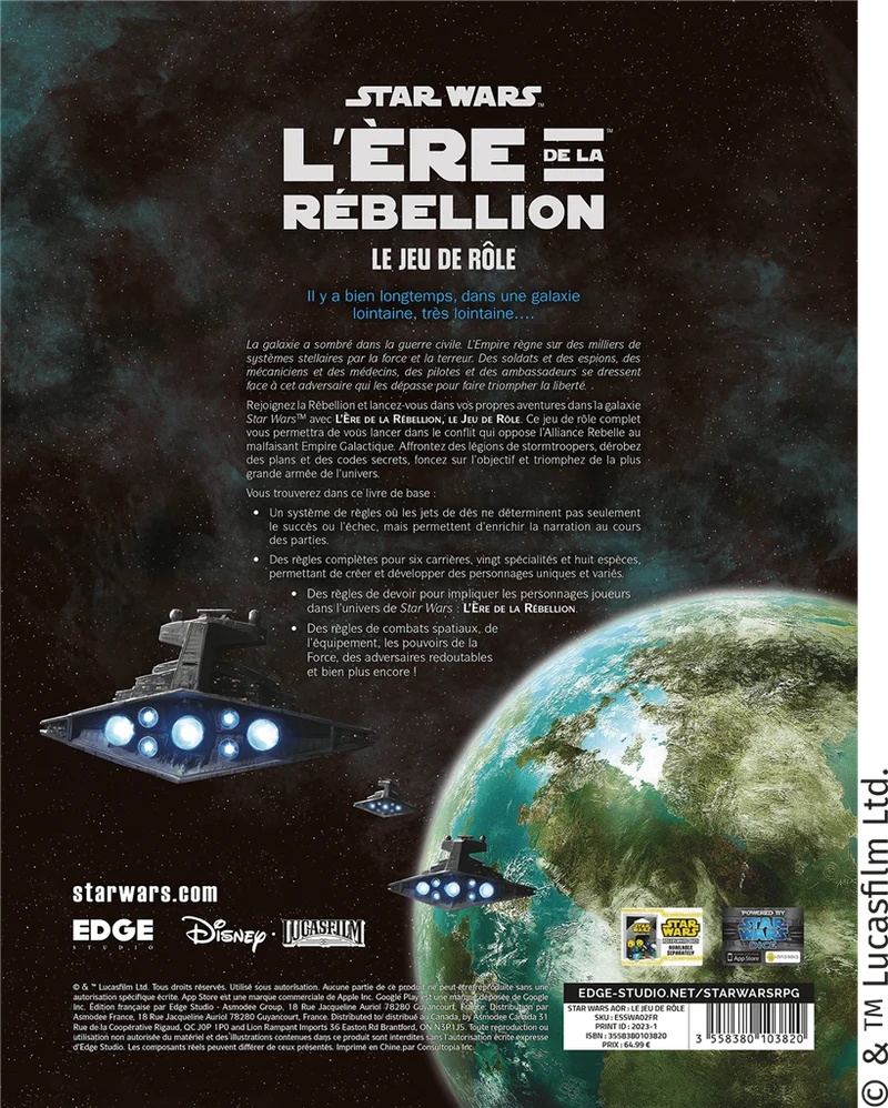 Star Wars l'Ere de la rébellion - Livre de règles
