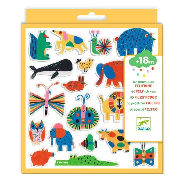 60 gommettes en feutrine - Des animaux partout