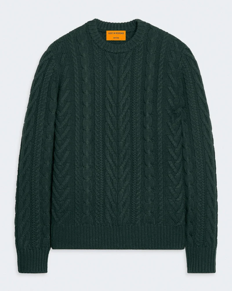 Guest In Residence - Maille Fisherman Crew - Vert Holly