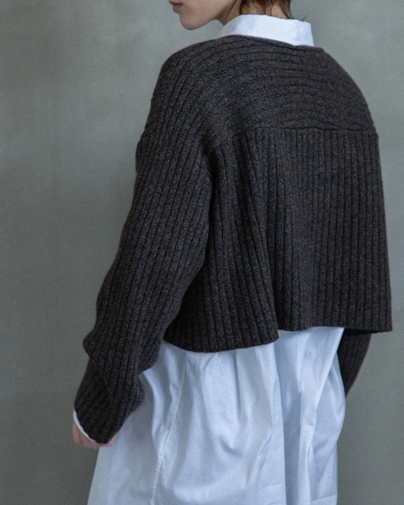Ct Plage - Pull Col V Longsleeve Rib - Marron