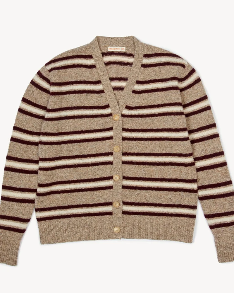& Daughter - Cardigan Shetland Rayé - Naturel