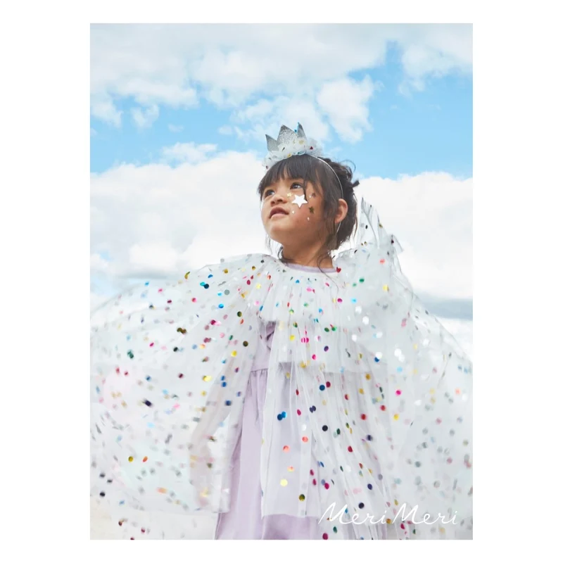 Cape en Tulle à Pointillés Brillants & Couronne et Baguette