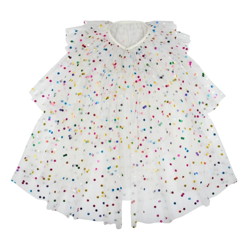 Cape en Tulle à Pointillés Brillants & Couronne et Baguette