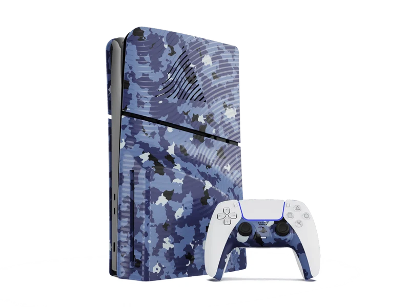 Blue Wave Camo Faceplates Kit pour PS5 SLIM