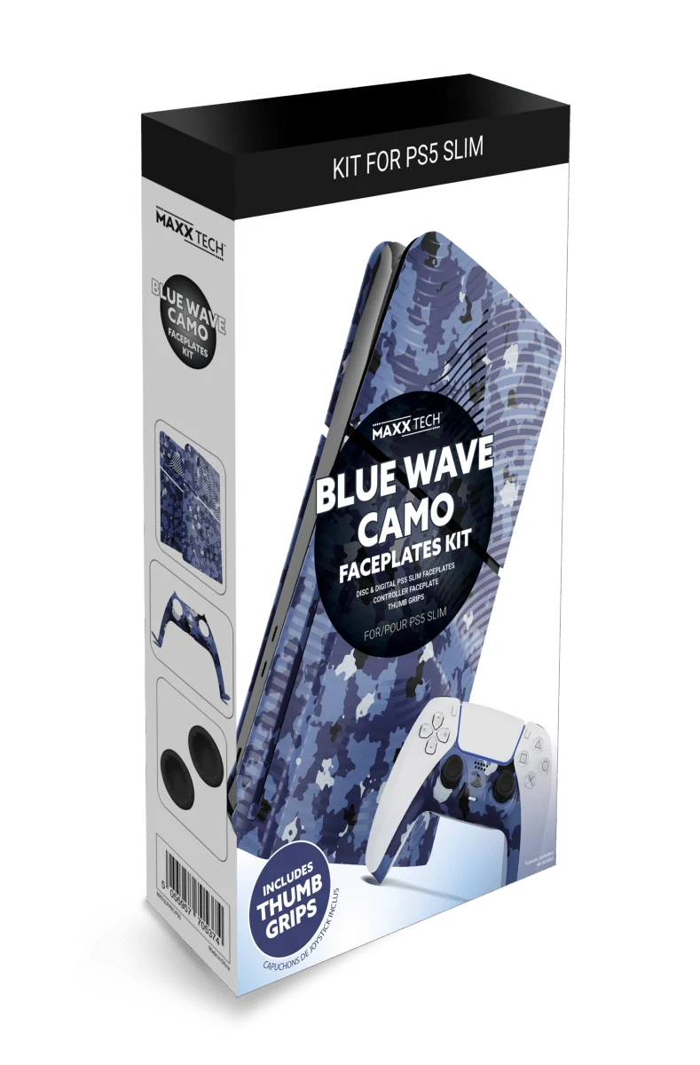 Blue Wave Camo Faceplates Kit pour PS5 SLIM