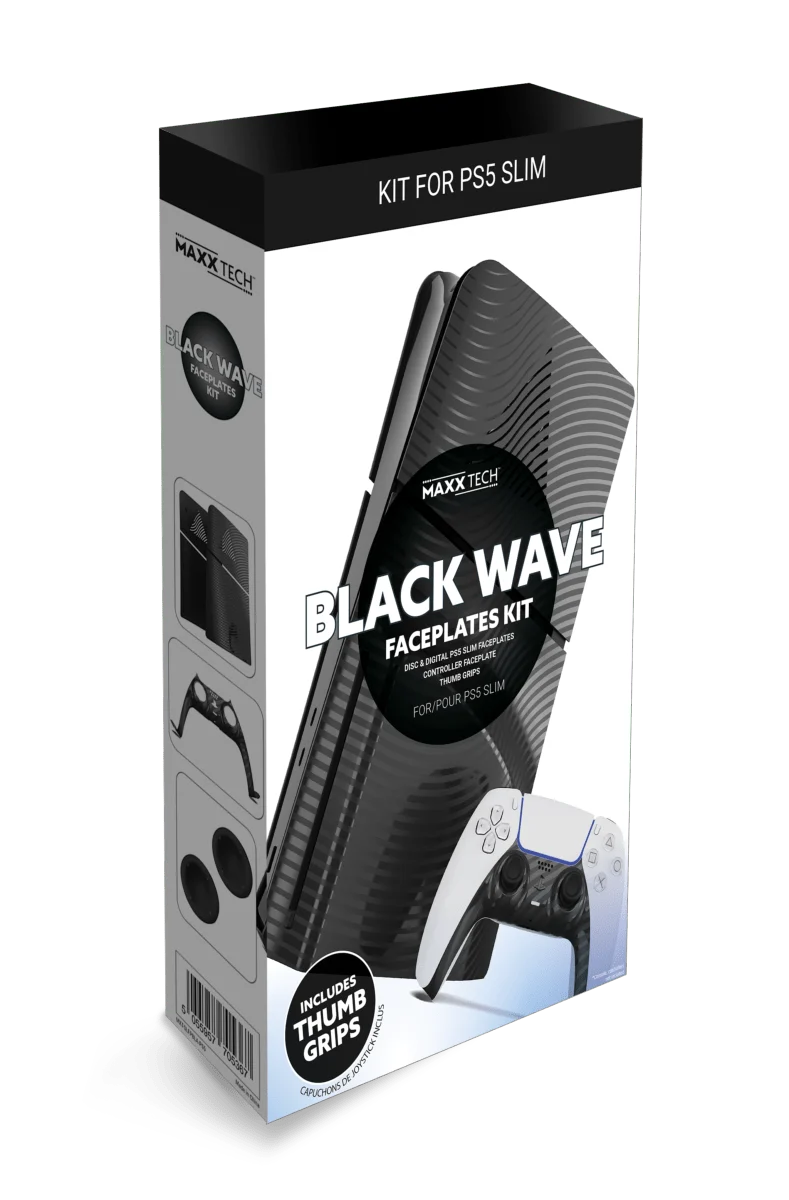 Black Wave Faceplates Kit pour PS5 SLIM